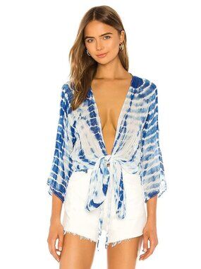 Michael Stars Daisy Wrap Top Cover Up in Blue Multi